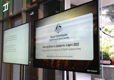 photo of TV monitor with Royal Commission on the screen