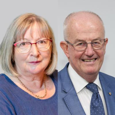 Headshots of Assistant Commissioners Dr Susan Young and Robert “Bob” Atkinson AO APM.