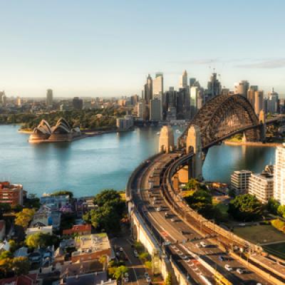 Panoramic view of Sydney harbour