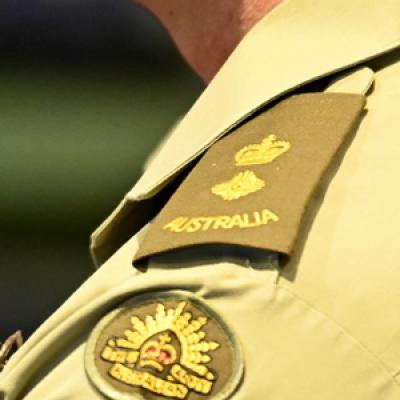 Shoulder of Australian military person wearing uniform